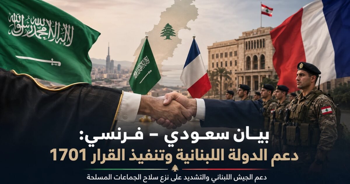 البيان السعودي–الفرنسي يطالب بتنفيذ القرار 1701 وبناء مؤسسات الدولة