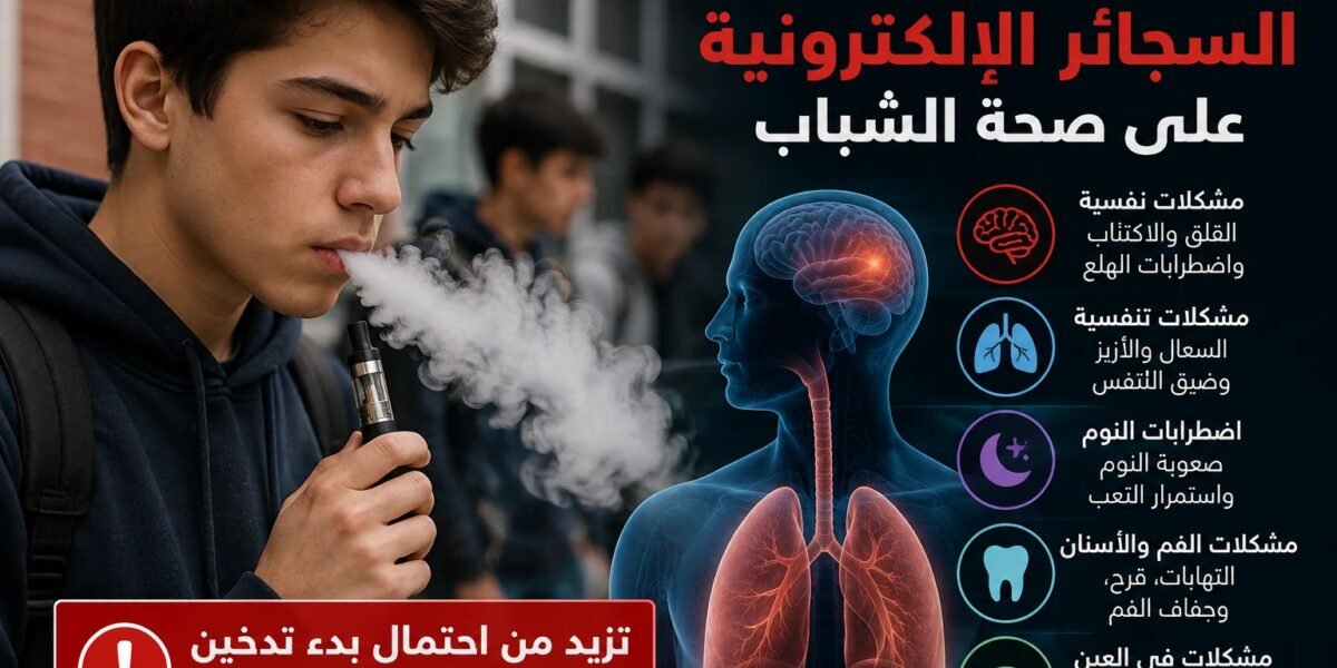 السجائر الإلكترونية لدى الشباب ترتبط بالسعال والأزيز ومشاكل الفم